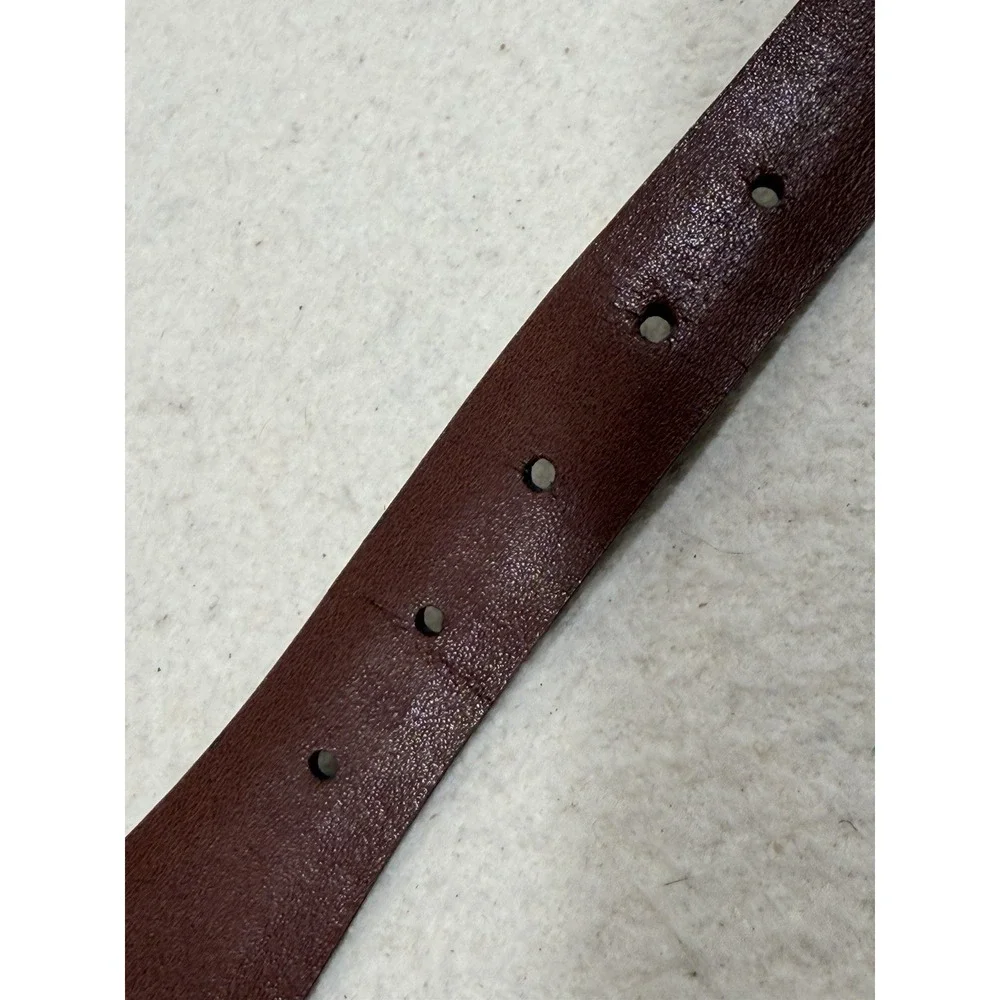 Torino Calfskin Croc Embossed Belt Brown Leather Dress Italian Quiet Luxury 46